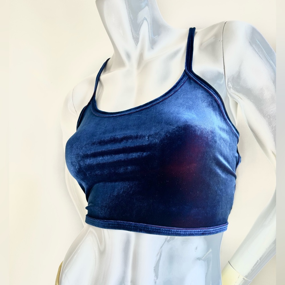 Velour Blue Cropped Top